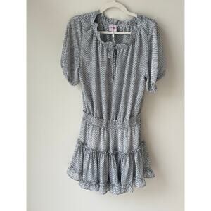 Buddy Love Size Small Gray and White Short Sleeve Mini Flouncy Dress for Women!